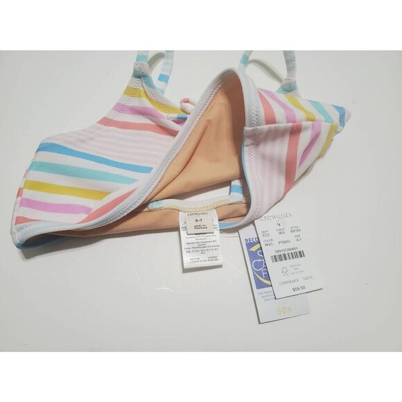 Crewcuts Girls Pastel Striped UPF 50 Bikini Top NWT Size 6/7 - Picture 2 of 5
